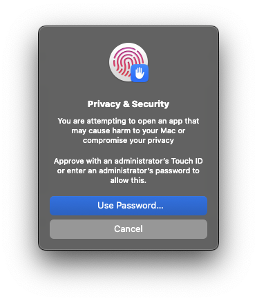 macOS Sequoia security msg 4, Use Password...